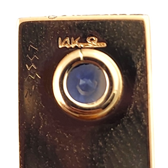 Tiffany & Co 14 Karat Yellow Gold Tie / Money Clip with Sapphire #18557 - Picture 6 of 10